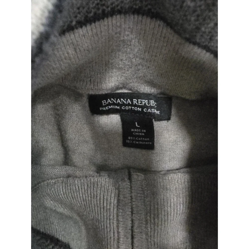BANANA REPUBLIC Sweater Men's Long Sleeve 1/4 Zip High Neck Pullover Gray L